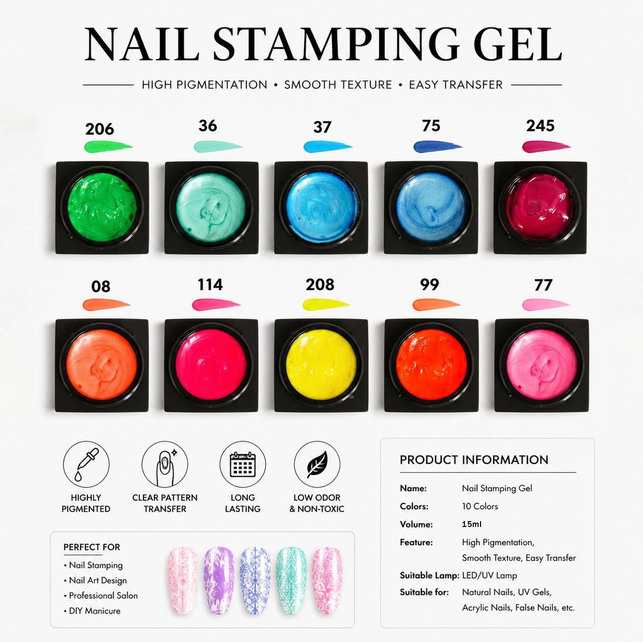 15ml Empty Nail Stamping Gel Jars 4 Styles PP Black Storage Container Custom Logo Nail Art Jar Wholesale