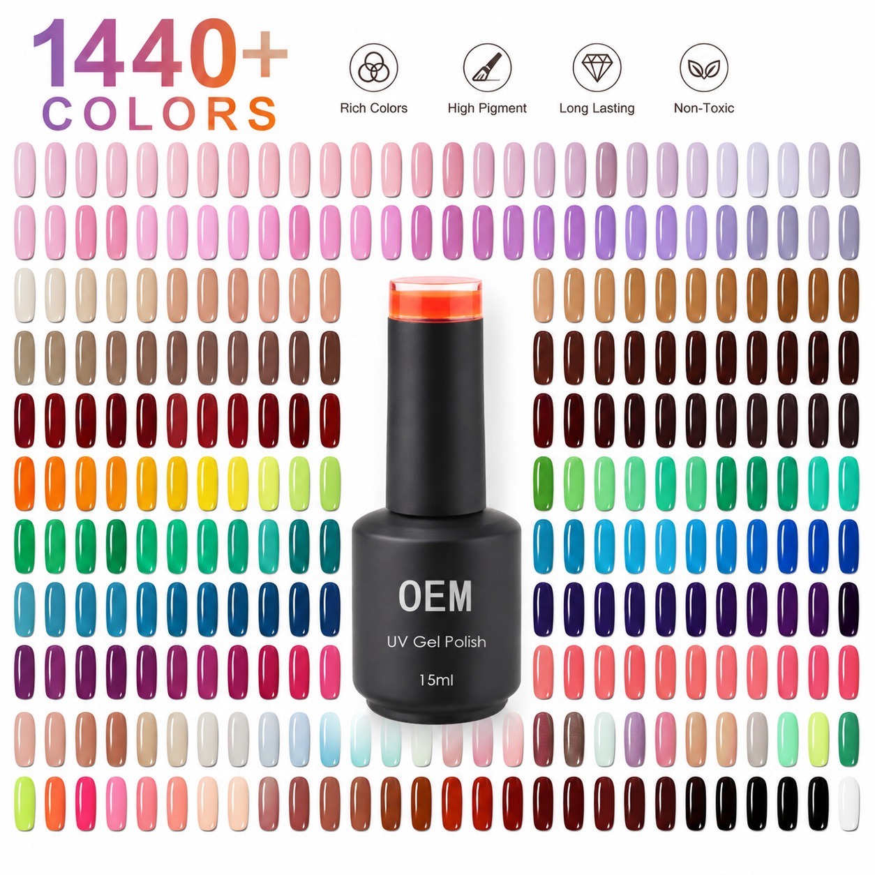 1440+ Colors UV Gel Polish 15ml High Pigment Gel Nail Polish Private Label OEM Wholesale