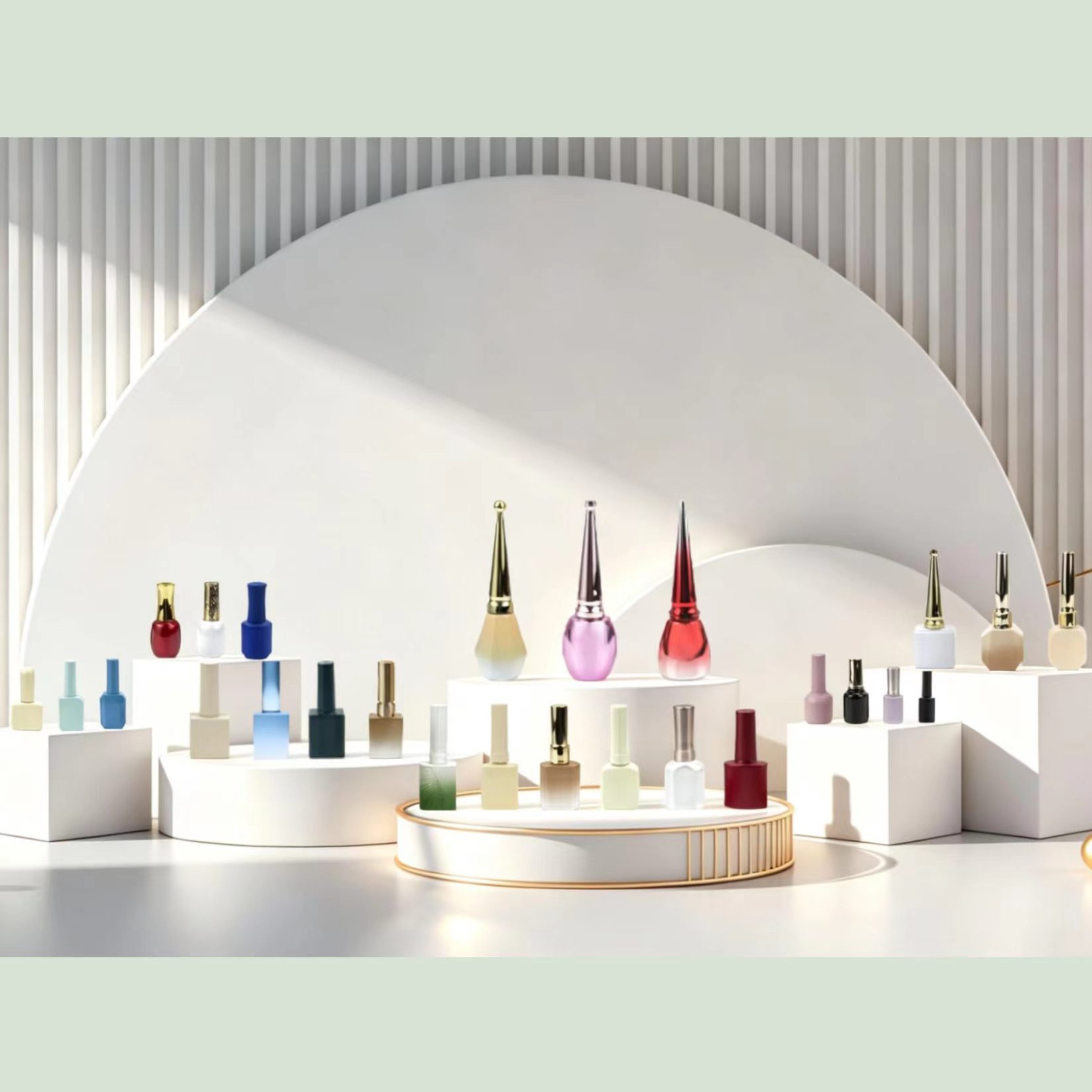 Luxury Design Nail Gel Polish Glass Bottles Different Cap Styles OEM ODM Packaging Supplier