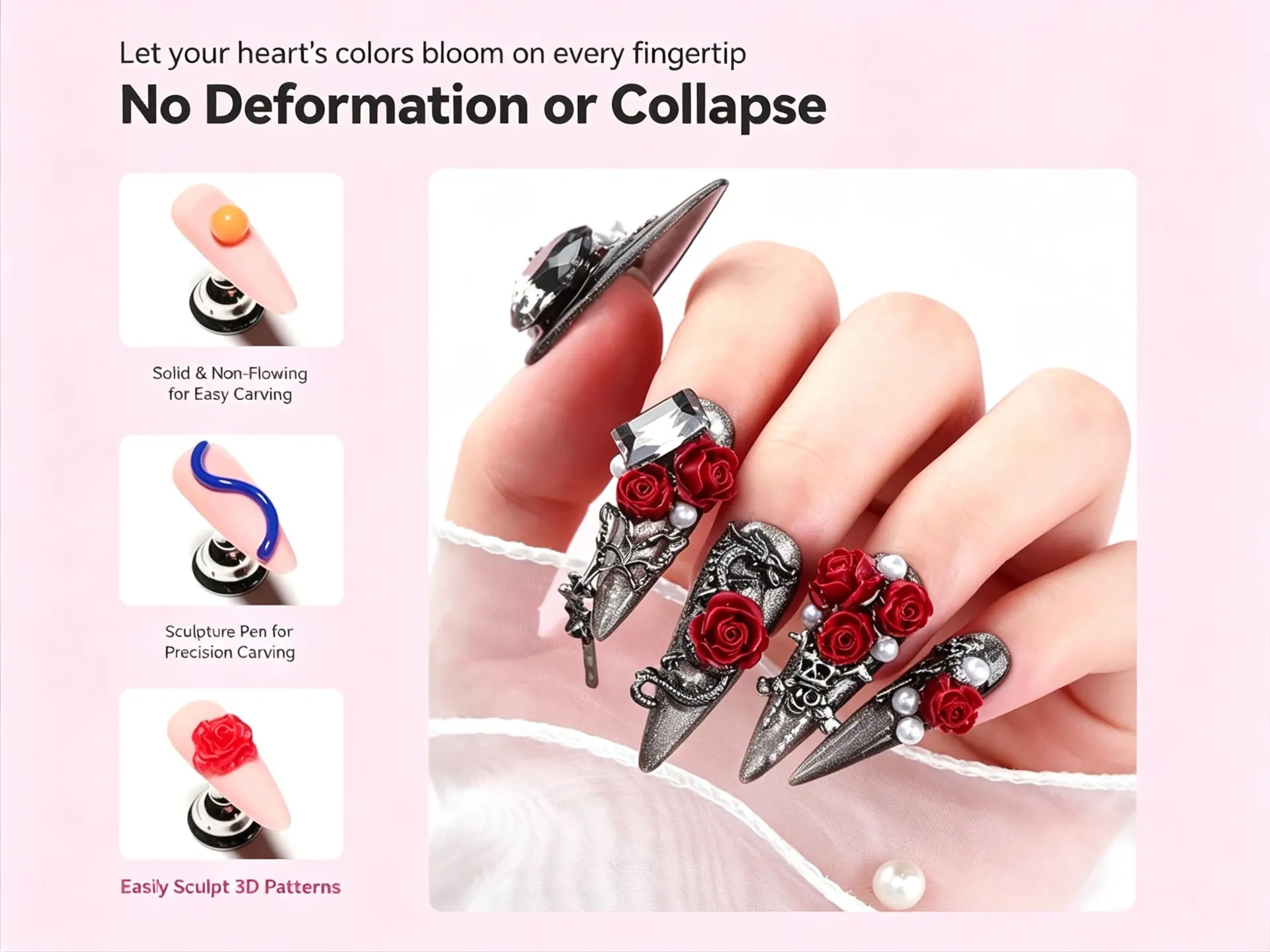 3D Nail Carving Gel — Solid Non-Flowing Sculpture Gel for DIY Nail Art
